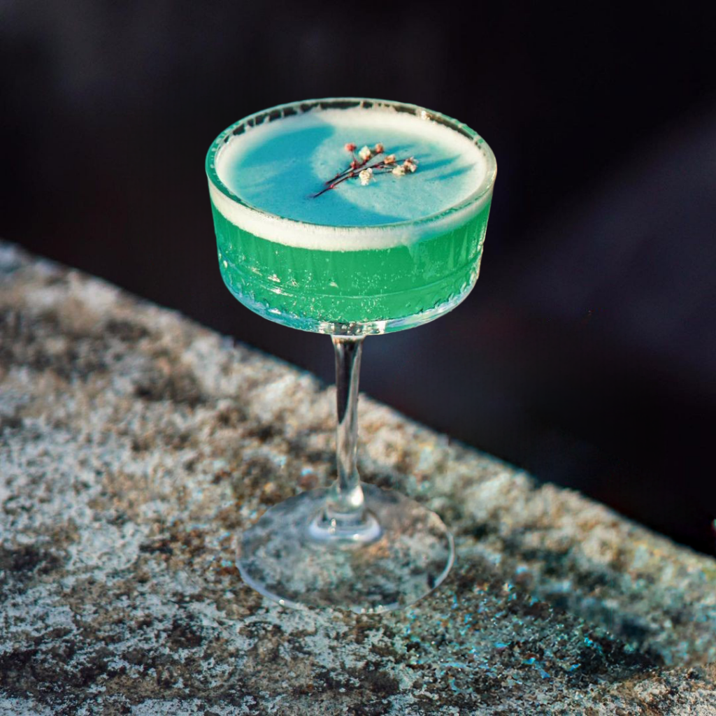 a drink on a table